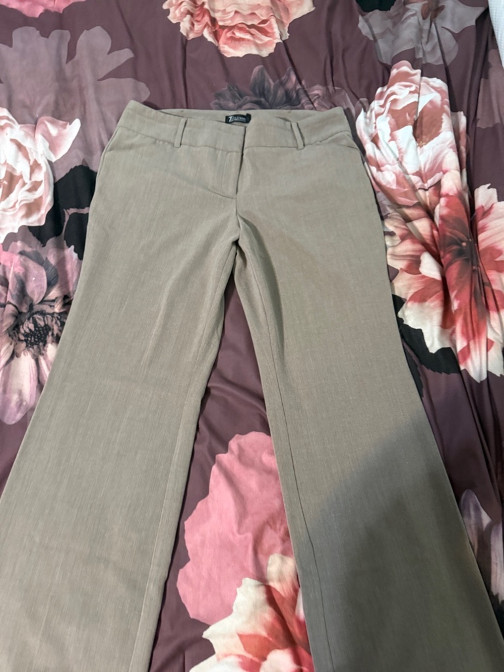 7th Avenue Neutral Taupe Boot-Cut Dress Pants